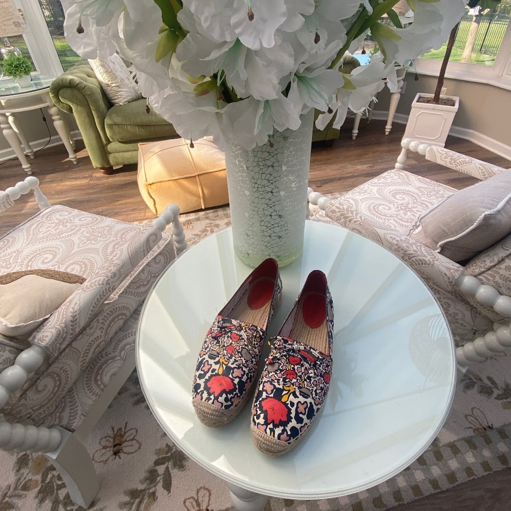COACH Women's Floral Espadrilles Nappa Leather Slip-On Flat Size 11B